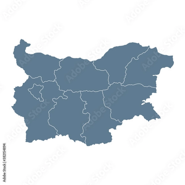 Fototapeta Bulgaria Map - Vector Solid Contour and State Regions