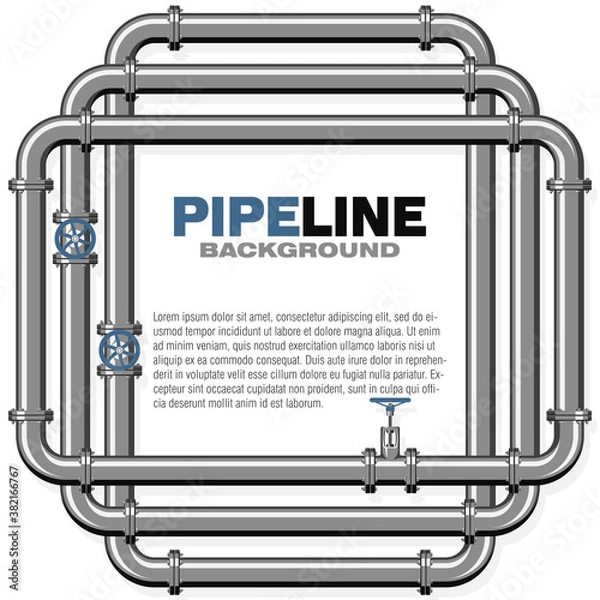 Fototapeta Pipeline vector background in flat style. Pipes with taps.