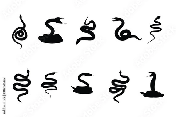 Obraz Snake Set Silhouette Vector Design Illustration.