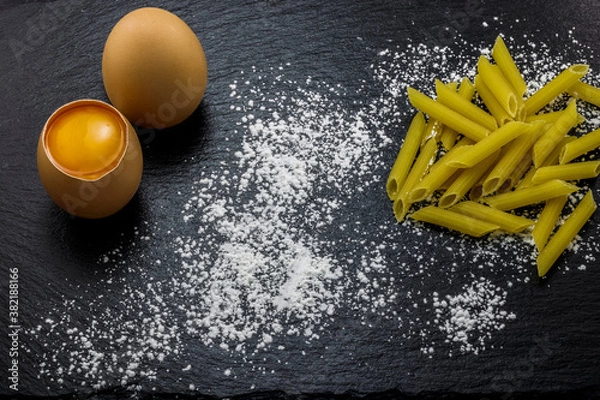Obraz Pasta, eggs and flour...