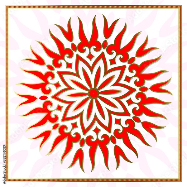 Fototapeta Decorative Asian Round Pattern. Ornamental design element of Asian Nomads: Kyrgyz, Kazakhs, Bashkirs, Tatars, Yakut, Mongols. Ethnic Vector Illustration for Paper Products, Textiles.