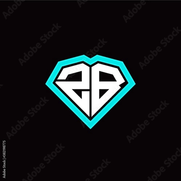 Obraz Z B initial letter with unique diamond style logo template vector