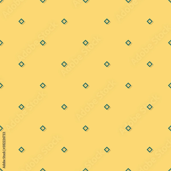 Obraz Dark green seamless geometric minimalistic square patterns. Flat style vector illustration on yellow background.