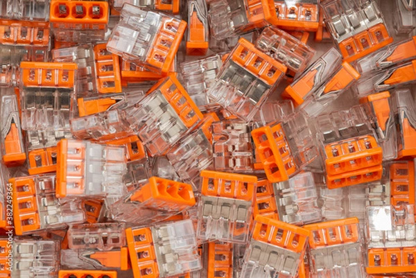 Fototapeta Electrical components. Terminal block connector pairs 