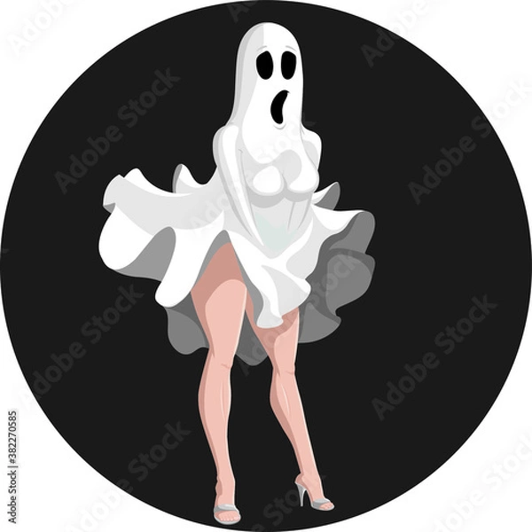 Obraz Ghost casting Marylin Monroe movie scene on halloween
