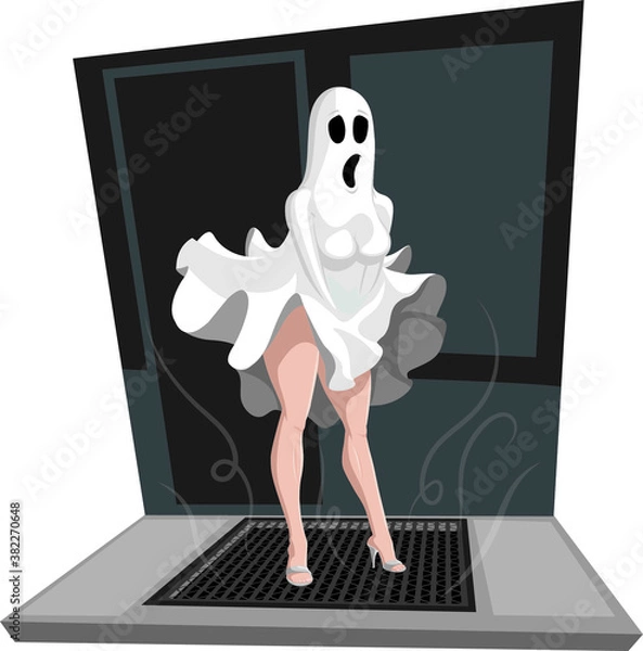 Obraz Ghost emulating Marylin Monroe scene on halloween

