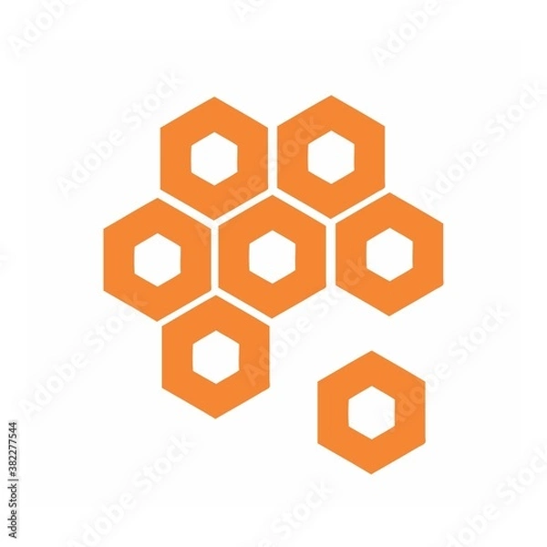 Fototapeta orange honeycomb bee hive shape pattern vector logo and background