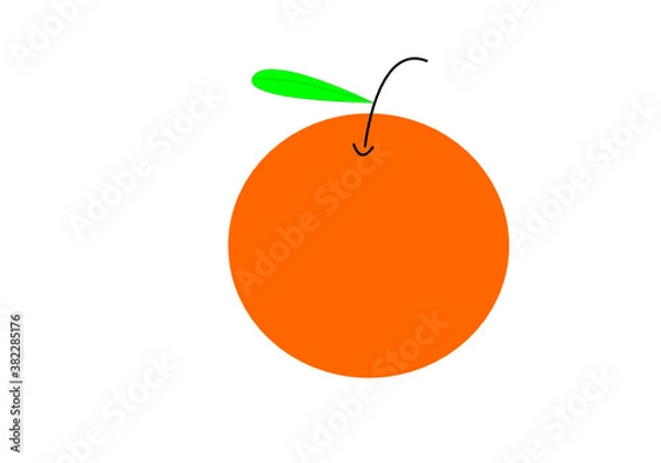 Obraz vector circle orange with green leaf isolated on white background . refresh from nature juicy fruit