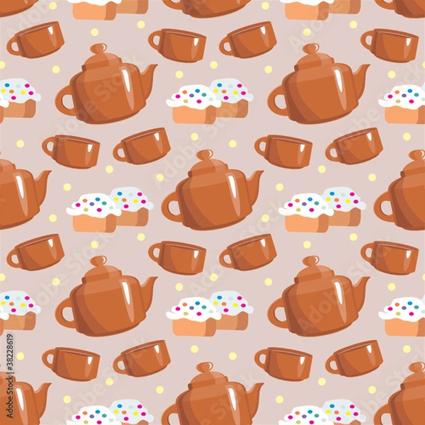 Fototapeta Seamless tea pattern