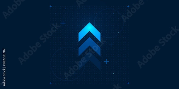 Fototapeta light arrow up grid dark blue background illustration digital business growth concept