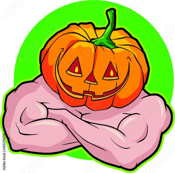 Obraz Pumpkin head with super strong arms
