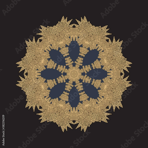 Fototapeta straw mandala on black background