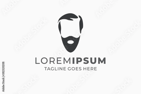 Fototapeta Man face barber shop logo design. hairstyle, male, haircut, fashion, hipster, mustache vector illustration.