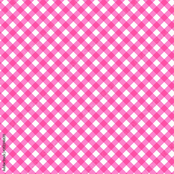 Fototapeta Pink background. Plaid, fabric, tablecloth, checkered textiles. Rhombus / square texture. Vector graphic illustration
