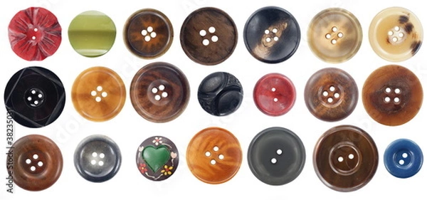 Fototapeta collection of various buttons on white background