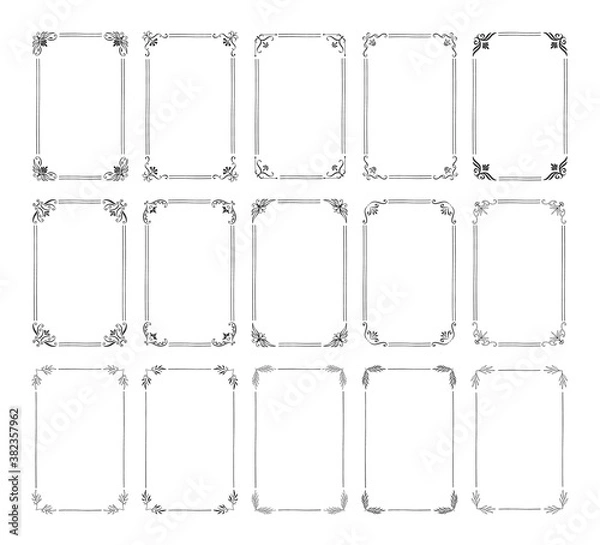 Fototapeta Rectangle ornate frames for wedding and card design. Vector isolated illustration.