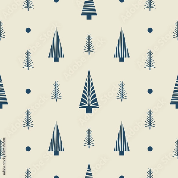 Obraz Vector ecru grey Christmas tree seamless pattern light