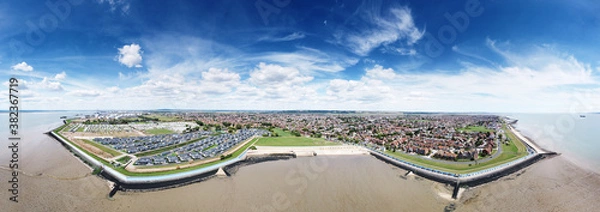 Fototapeta aerial view of the townscape of canvey island