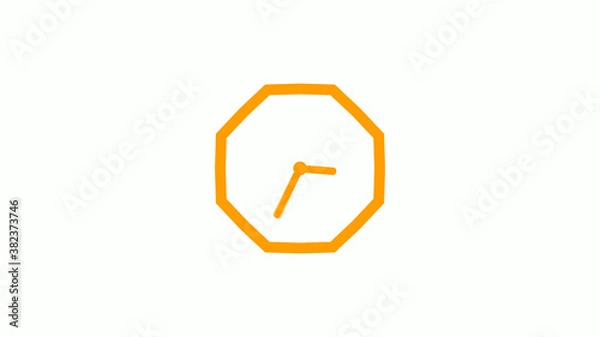 Fototapeta Orange color counting down 12 hours clock icon on white background,clock icon without trick