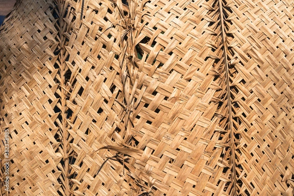 Obraz Palm tree woven pattern. Handmade wicker bamboo.