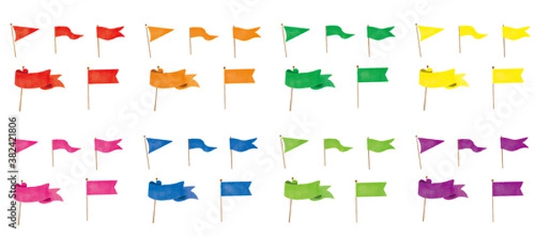 Fototapeta 色んな形の旗：手書きのイラスト素材
