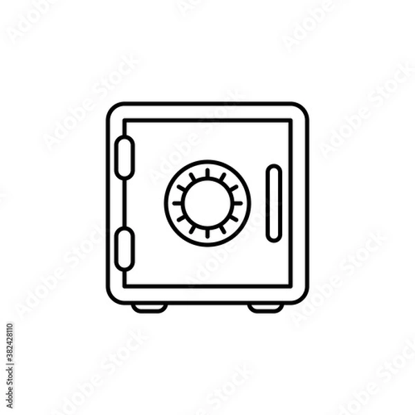 Obraz Bank safe icon. linear style closed safe isolated. Security single isolated modern line design icon safe vault. Bank line icon outline simple sign linear style pictogram. Editable stroke