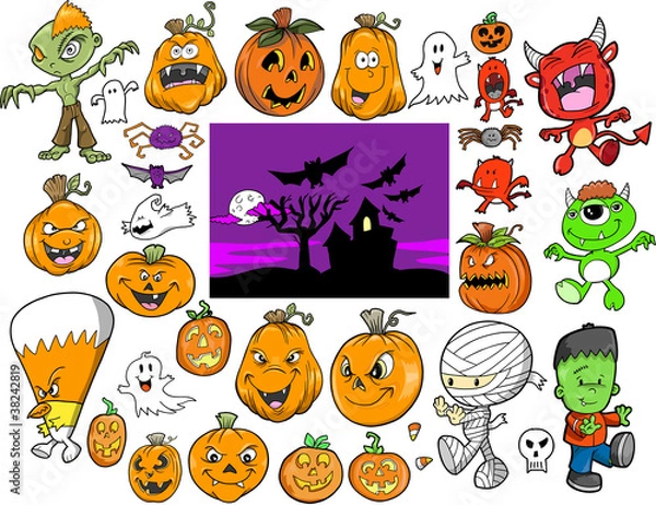 Fototapeta Halloween Autumn Vector Design Elements Set