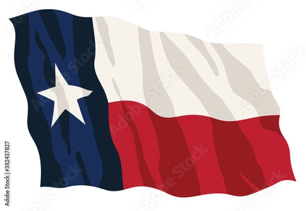 Fototapeta Texas State Flag Waving Isolated Vector Illustration