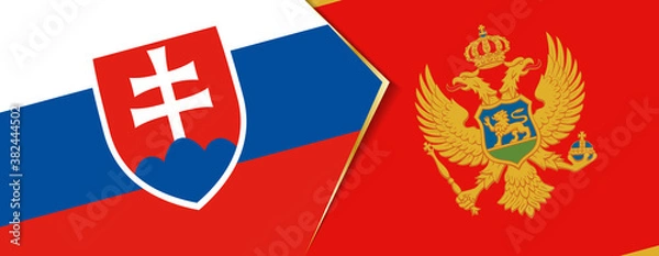Fototapeta Slovakia and Montenegro flags, two vector flags.