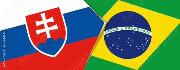 Fototapeta Slovakia and Brazil flags, two vector flags.