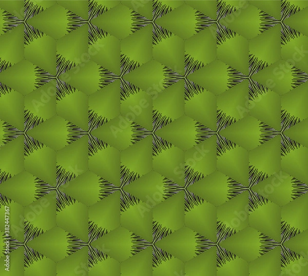 Fototapeta Pattern 3d illustration of swirling cones with a black base on a dark green background
