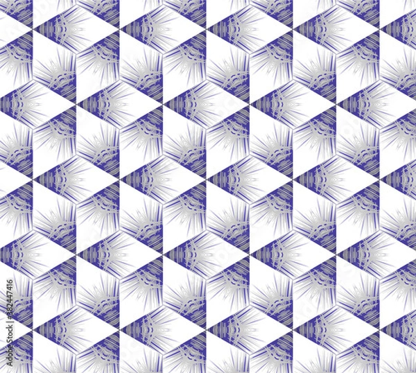 Fototapeta lilac patterned triangles on a white background 3 d image
