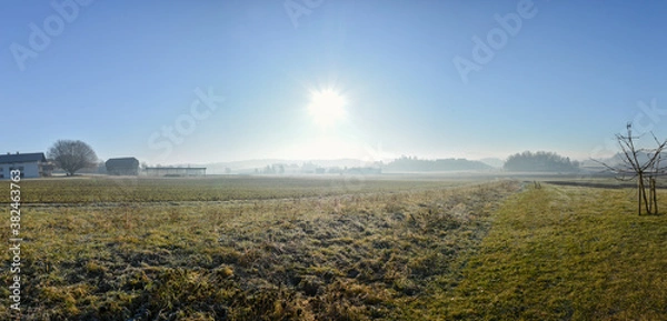 Obraz Sunrise over a large meadow