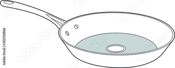 Fototapeta Professional Fry Pan Vector / Line Drawing. Icon, Logo, Design, Element