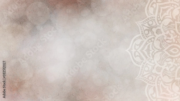 Obraz Soft warm cream organic parchment background with mandala - copy space