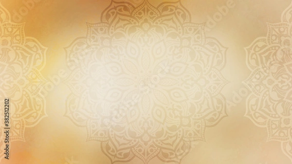 Obraz Soft gold and white organic glowing background with mandalas