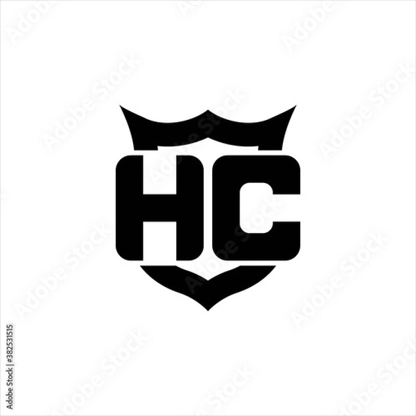 Fototapeta HC Logo monogram with shield around crown shape design template