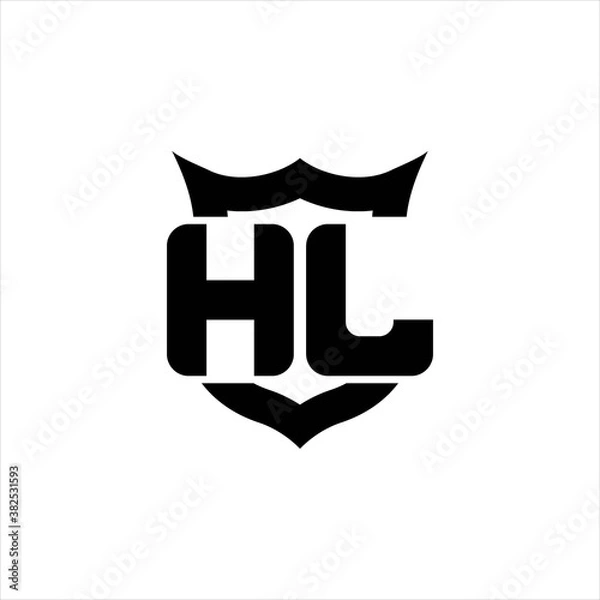Fototapeta HL Logo monogram with shield around crown shape design template