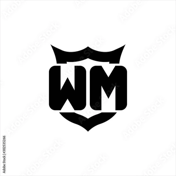Fototapeta WM Logo monogram with shield around crown shape design template