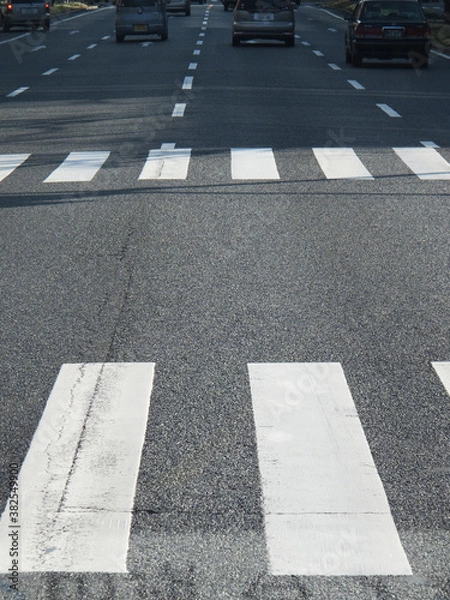 Fototapeta 横断歩道と車線