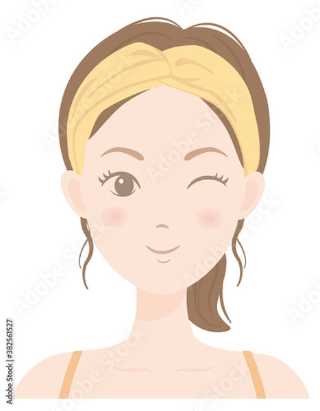 Fototapeta スキンケアをしている女性（ウインク）