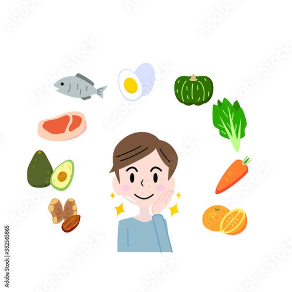 Obraz 肌に良い食べ物と男性