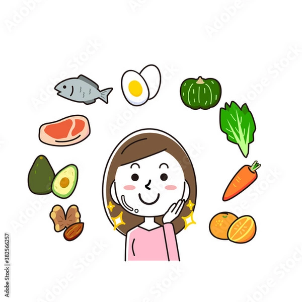 Obraz 肌に良い食べ物と女性