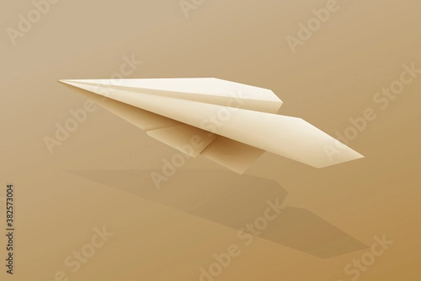 Obraz Light brown paper plane flies over a brown background.