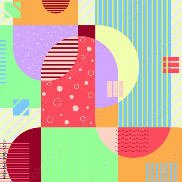 Fototapeta Abstract geometric shape element. Modern vector wallpaper. Memphis style poster.