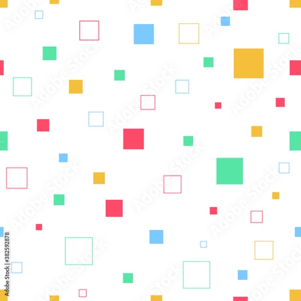 Fototapeta Square vector modern geometric background. Abstract seamless pattern in colorful style. Concept for decorate, background, banner.