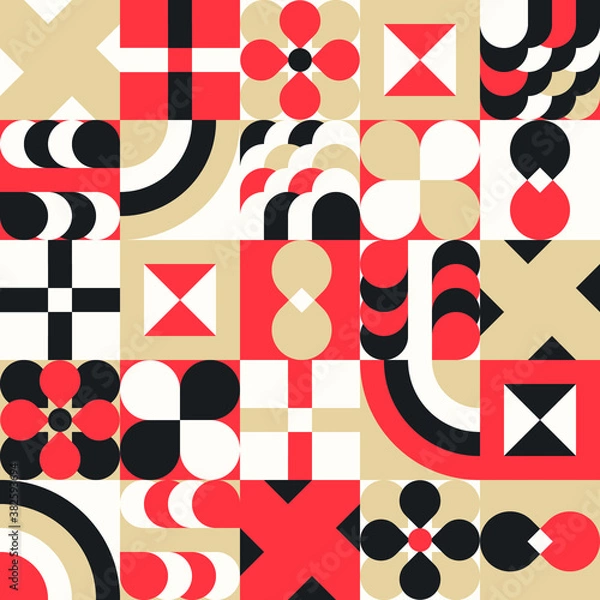 Fototapeta Abstract geometric seamless pattern. Made with simple shapes vector. Creative design concept for background