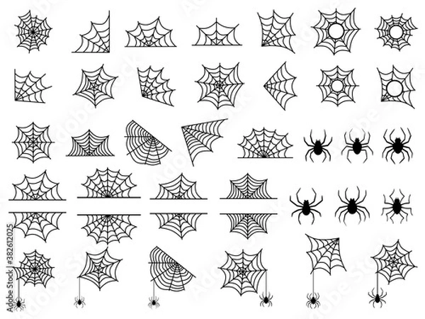 Obraz Halloween spider web and spiders