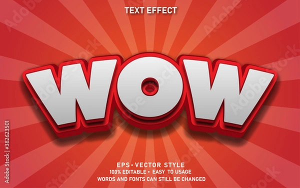 Obraz Editable Text Effect Cute Comic Wow Premium Vector