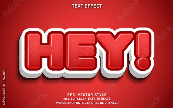 Obraz Editable Text Effect Cute Hey Premium Vector